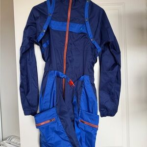 Blue and Orange Hooded Jumpsuit